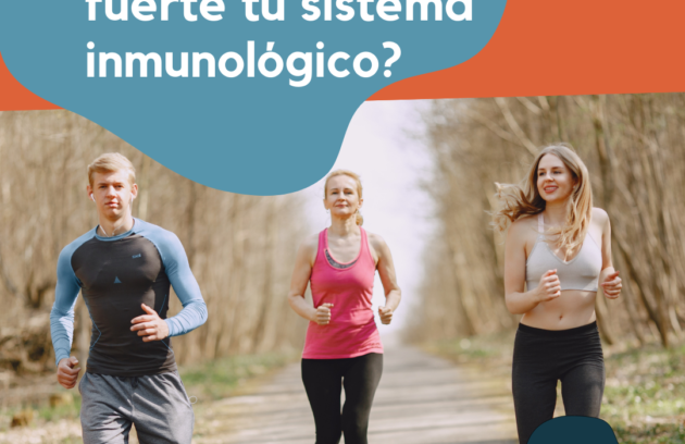 Tres personas corriendo al aire libre con el texto “¿Cómo mantienes fuerte tu sistema inmunológico?”